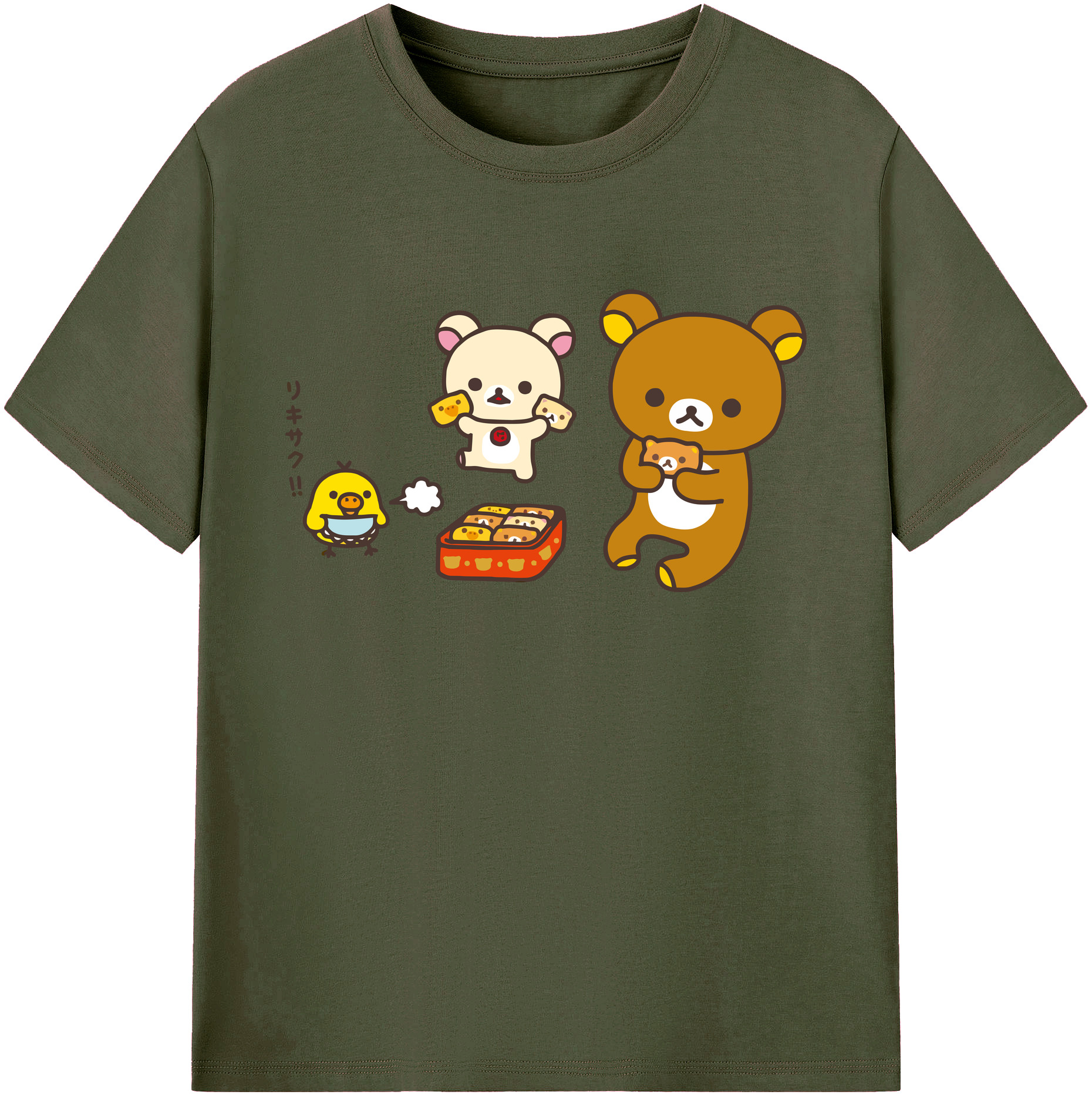 （画像用） リラックマ リラックマ キイロイトリ Rilakkuma Korilakkuma Kiiroitori 綿100％ メンズ半袖Tシャツ｜肌触りやわらか＆通気性